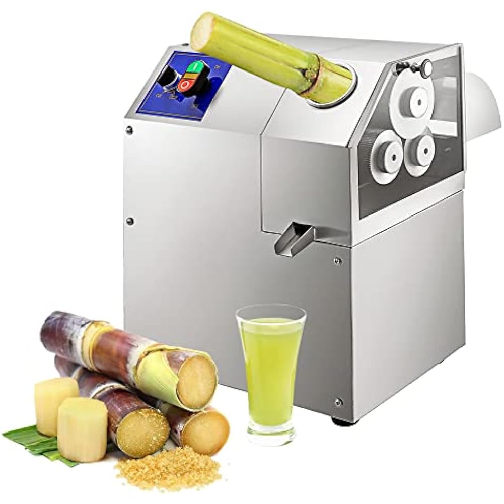 Estrattore di succo di canna da zucchero, spremiagrumi elettrico da 400 W con 3 rulli in acciaio inox, per uso commerciale in ristoranti e snack bar