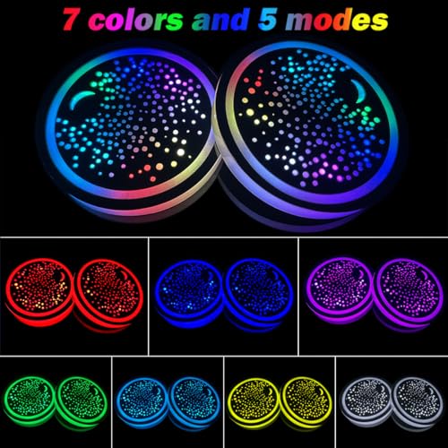 2 Pcs Luz LED para Portavasos de Auto con Cable USB miniatura 5