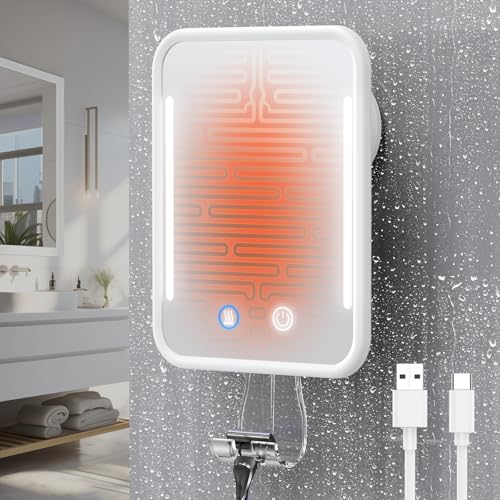 Gospire Heated Shower Mirror Fogless for Shaving with Light