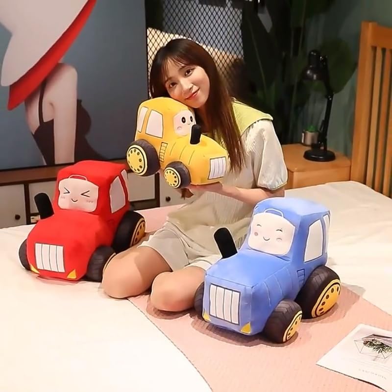 Image of Car Plush Toy Soft Stuffed Car Plush Pillow Toy CuteTractor Cartoon Throw Pillow Plushie Gifts for Kids Birthday Christmas Party (Tractor Yellow)