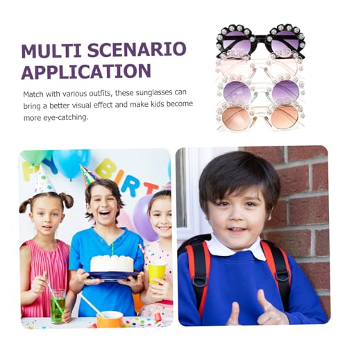 4pcs Boys and Girls Sunglasses Pearl Shell Design Cute Uv Protection Eyeglasses for Girls Party Accessories and Fashion Props3