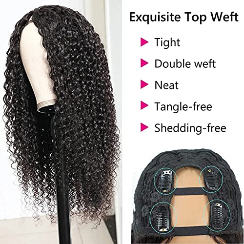 Aiokrtse Peruvian Virgin Hair U-Part Wig Kinky Curly Human Hair Wigs Natural Color 18 inches, U Part Wig Kinky Curly - Image 4