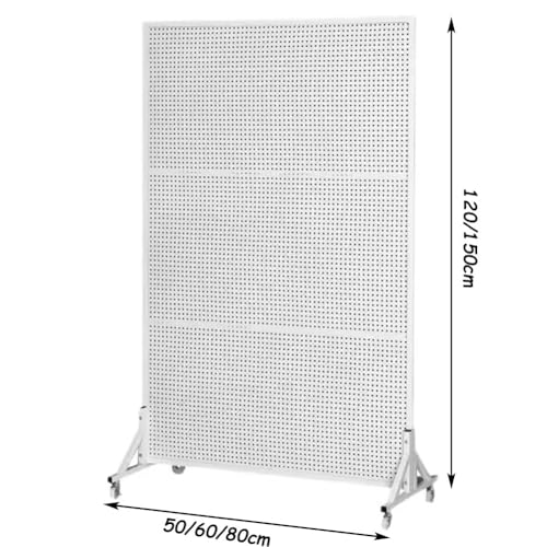 Genérico Perforowane panele ścienne Organizer Panele perforowane Ruchomy metalowy stojak ekspozycyjny z solidną podstawą, perforowane panele z kołami na targi rzemieślnicze, półka ex