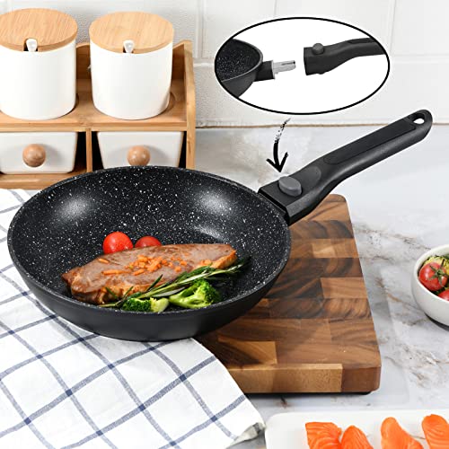 DIVORY große Pfanne 28cm I Abnehmbarer Griff, Induktion, beschichtet, Aluminium – Bratpfanne - Induktionspfanne (Abnehmbarer Griff, 28cm) – Bild 4