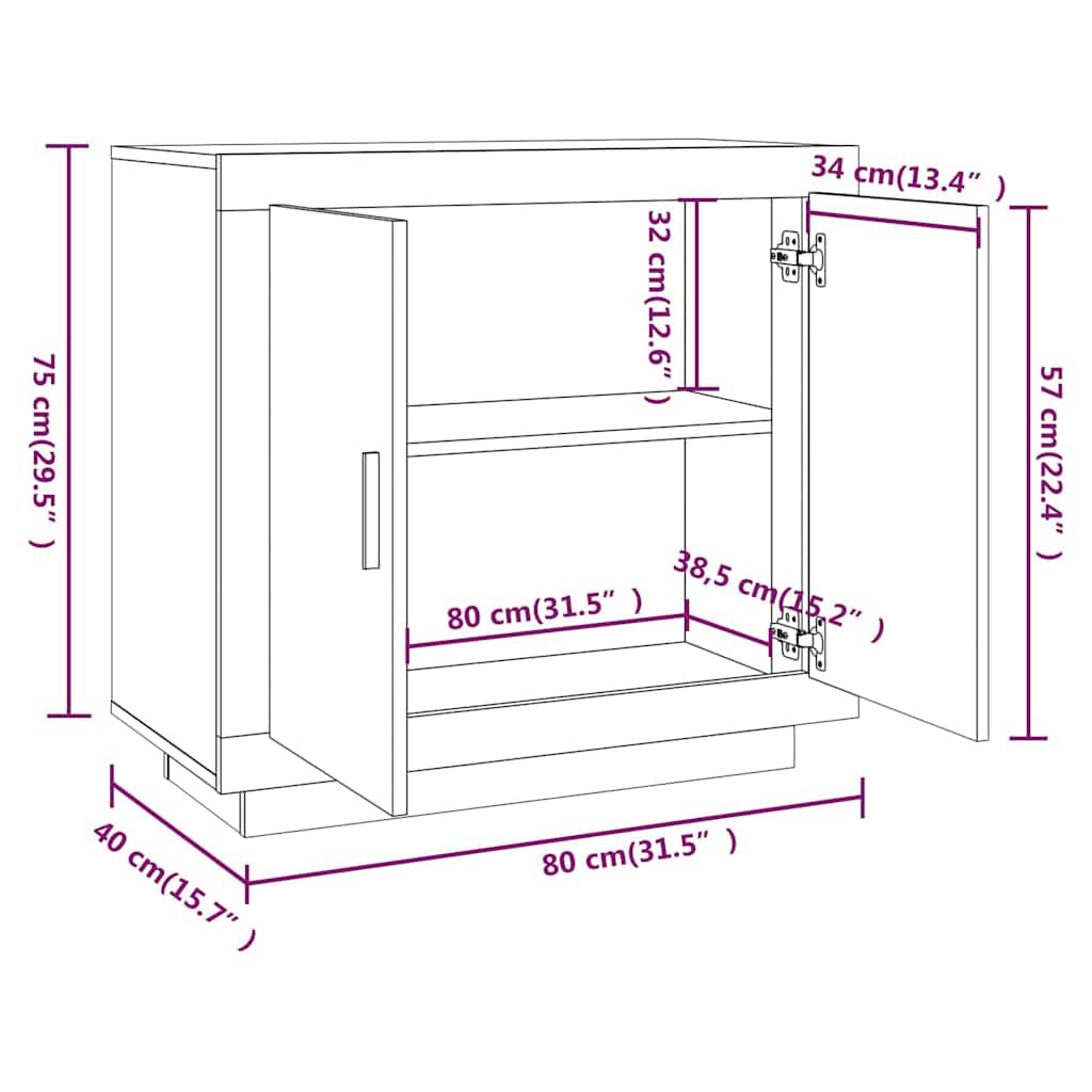 Hothingwell Bufor Sonoma 80 x 40 x 75 cm, 2 drzwi, drewno kompozytowe