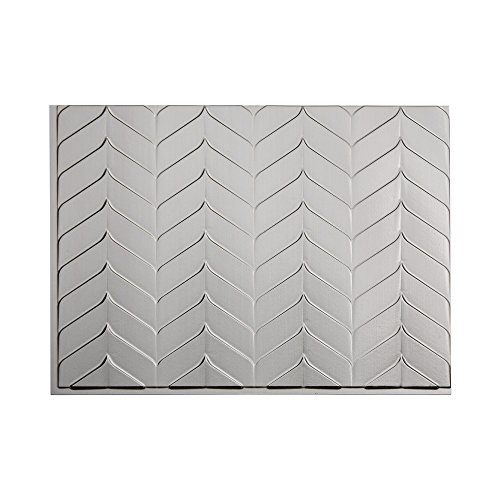 FASÄDE Chevron Decorative Vinyl 18in x 24in Backsplash Panel in Brushed Nickel (One Tile)