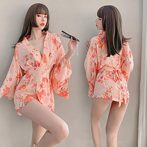 SINMIUANIME Women Lingerie sexy lingerie Japanese retro kimono dress cosplay Japanese kimono suit (7971pink) - Image 2