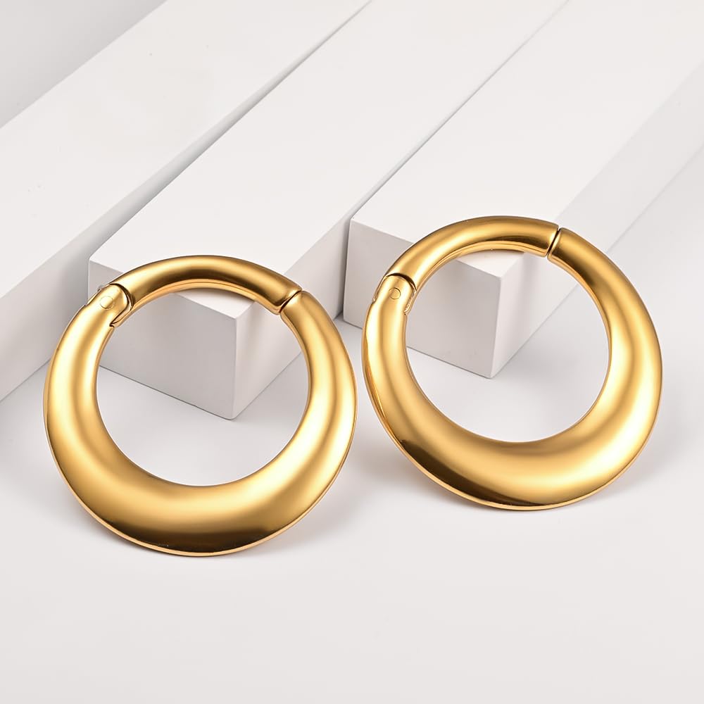 Vankula Pesi per Lobi Peso Dilatatori lobo orecchie ear weight in Acciaio inossidabile Cerchio piercing espansori Gioielli Uomo Donna 4mm 6mm Nero Argento Oro
