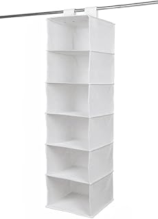 Six-layer non-woven fabric hanging wardrobe storage rack, Arctic White