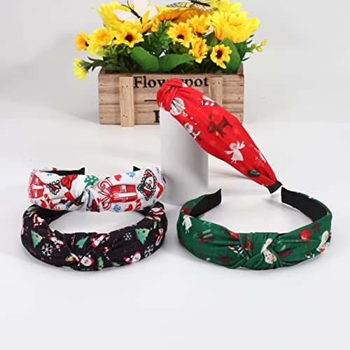 4 Pack Christmas Headbands For Women Girls Snowflake Santa Claus Snowman Xmas Tree Cane Hairbands Hair Accessories Gifts #TOP1