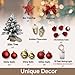 24 in Pre-lit Mini Christmas Tree with Lights for Tabletop Artificial Christmas Tree with Flocked Snow, Exquisite-Decor & Xmas Decorations for Home & Office Decor (Red)
