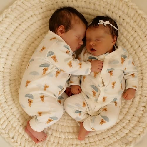 RXDOLL Reborn Babypuppen Zwillinge Silikon Ganzkörper 18 Zoll Realistische Babypuppe Zwillinge Mädchen Einschlafen Lebensechte Reborn Babys, die echt aussehen Vollsilikon Reborn Puppen Waschbar