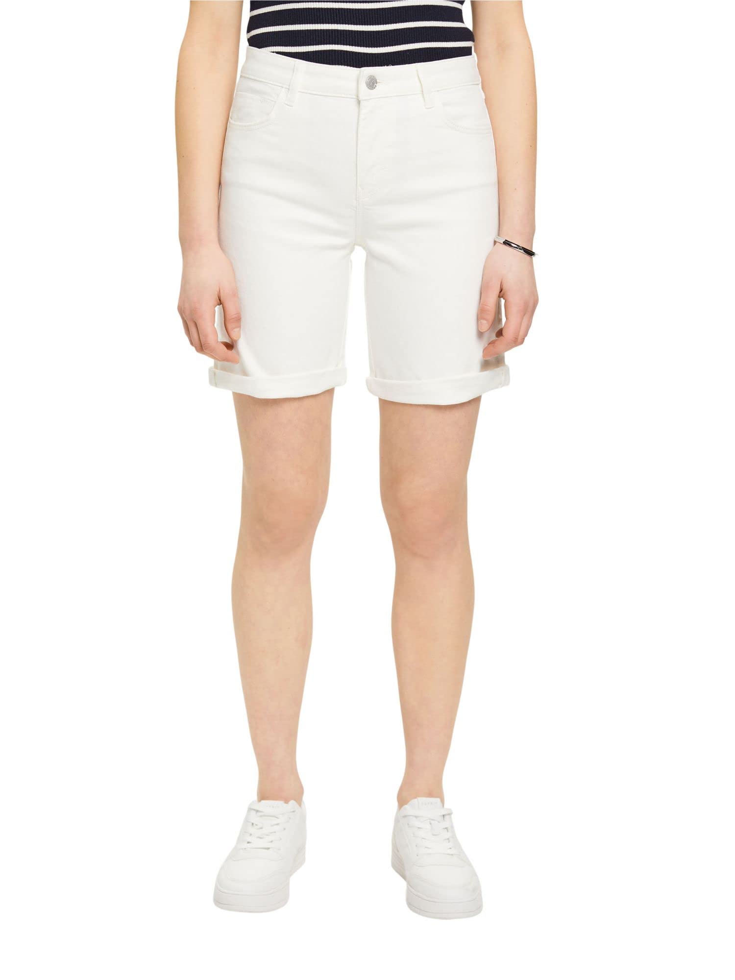 ESPRIT Damen 993ee1c301 Jeans-Shorts, 110/Off White, 24