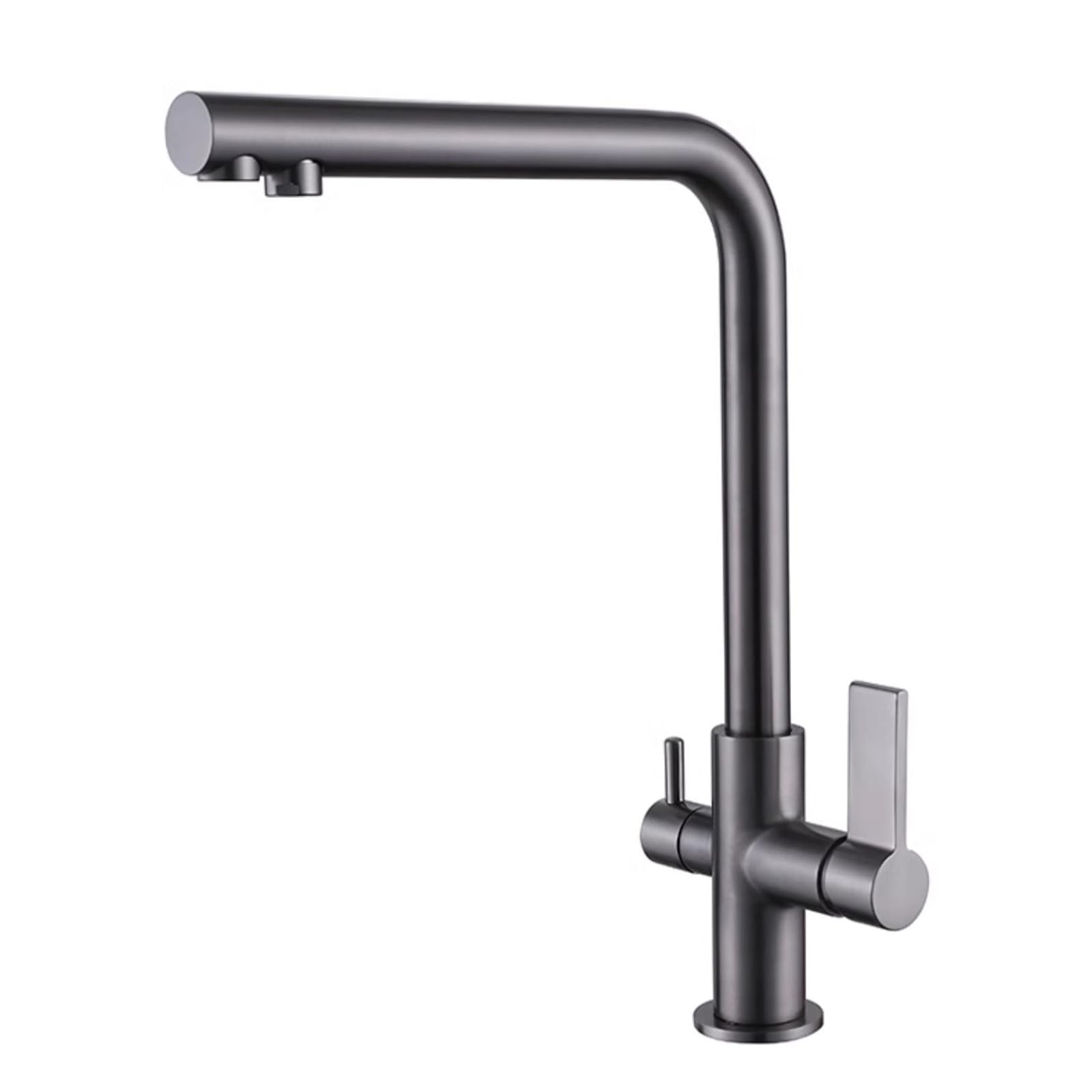 Robinet eau pure laiton mitigeur cuisine 3 voies gris orientable 360°