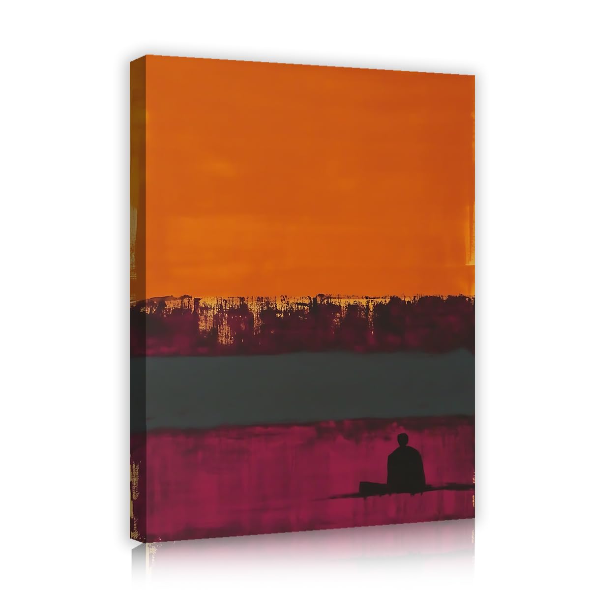 SHENGPOSTER Modern Abstract Man Silhouette Canvas Prints Wall Art for Living Room Bedroom Minimalist Scenery Wall Prints Decor Orange and Purple Innerframe 55x70cm