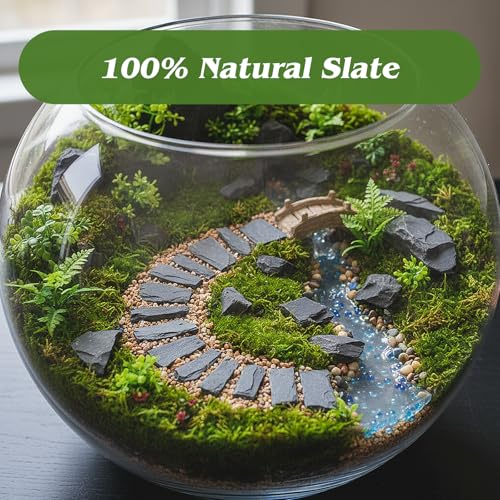 800g Schiefersteine Natürliche 5-10cm, Aquarium Steine Schiefer Stein Natürlich Schiefersteine Terrarium Aquariensteine Schiefer für Garten Aquascaping DIY Bonsai