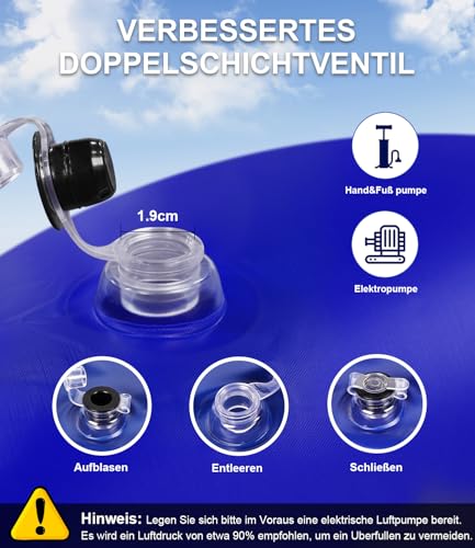 MAXVINI Poolkissen 122×457CM XXXL Poolkissen Rechteckig zur Poolabdeckung, Pool Kissen inkl. 5m Seil ×2 & Reparaturset, Pool Luftkissen bis -25°C Doppelnaht Sicherheitsventil