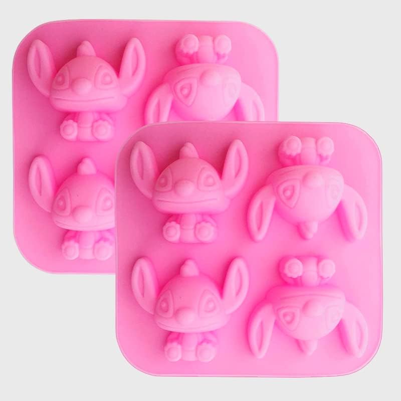 INKU - Molde de silicona de 4 cavidades para bricolaje, moldes de fondant, dulces, chocolate, bandeja para tartas, chocolates 3D, dulces duros,
