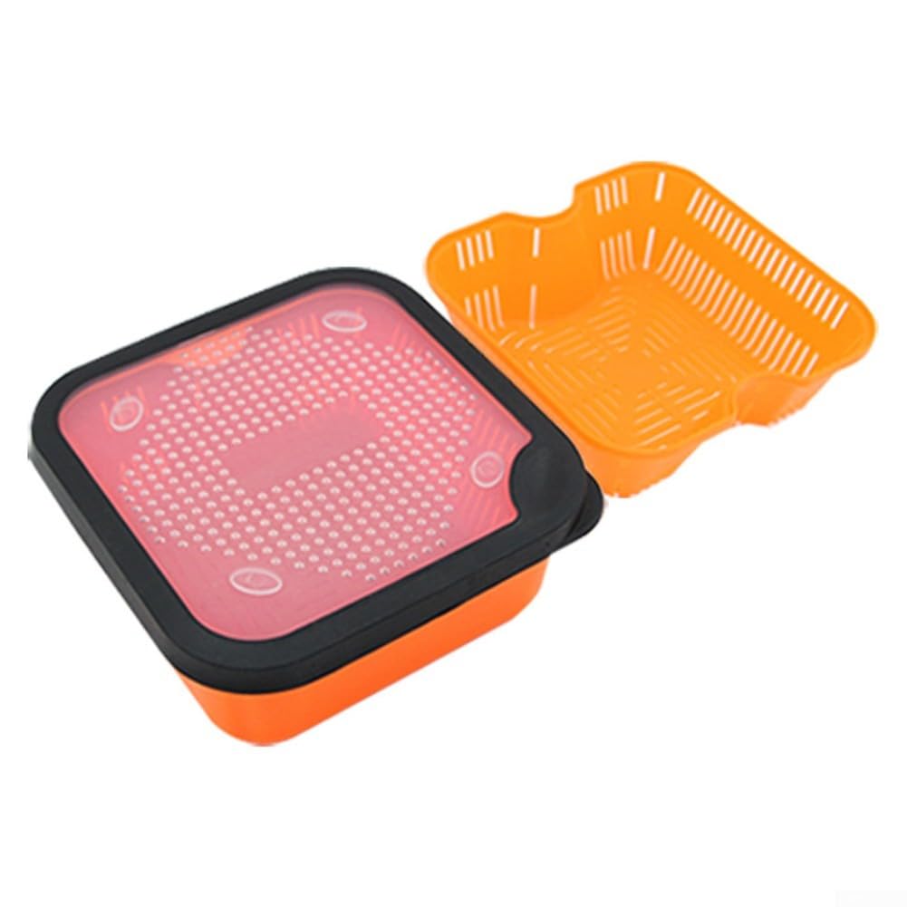 2in1 Fishing Tackle Bait Box With Strainer For Draining Pellets Carp Fishing Redworm Container(8.5-OS)