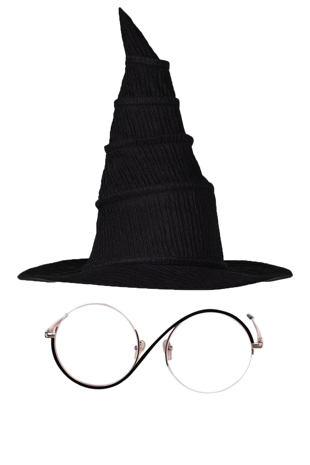 Photo 1 of Tittaty Elphaba Hat Glasses Witch Costume Accessories Round Metal Frame Eyeglasses Headwear