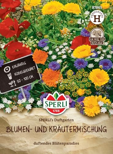Sperli Blumen- und Kräutersamen-Mischung SPERLI's Duftgarten 87865 - Blumensamen für ein duftendes Blütenparadies mit einer Wuchshöhe von 50 bis 100 cm - Saatgut