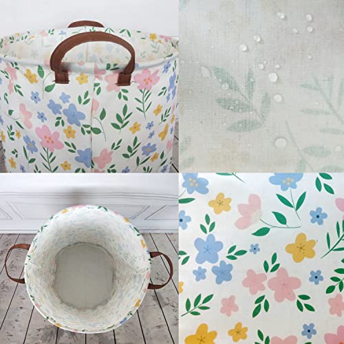 Image of Girls Laundry hamper Baby Girl Hamper Kids Toy Storage Organizer Bins Gift Basket for Bedroom Decor(Flowers)