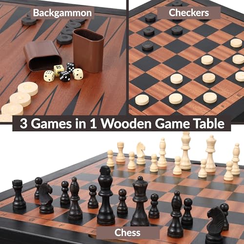 Mesa de ajedrez de madera Sterling Games 3 en 1 miniatura 2