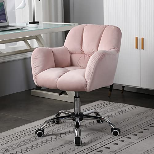 SYCARPET Leichter, höhenverstellbarer Luxus-Home-Office-Stuhl, moderner Samt-ergonomischer Drehstuhl mit mittlerer Rückenlehne, Computer-Schminkstuhl