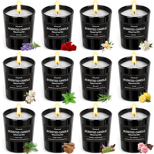 Vela perfumada en vaso, set de regalo de 12 velas perfumadas con 180 horas de combustión, Vela de cera de soja en vaso, set de velas perfumadas, Pequeños obsequios para mujeres, colegas, Navidad Vela perfumada en vaso, set de regalo de 12 velas perfumadas con 180 horas de combustión, Vela de cera de soja en vaso, set de velas perfumadas, Pequeños obsequios para mujeres, colegas, Navidad