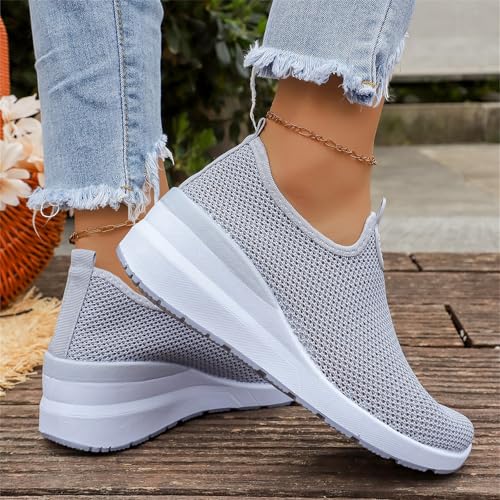 Baskets compensées en maille anti-transpiration et légères pour femme - 5