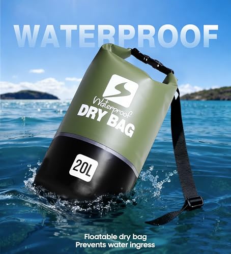 Image of Soulsfeng Waterproof Dry Bag Roll Top Lightweight Dry Backpack for Boating, Kayaking, Travel, Beach, Swimming, Hiking & Camping - Floating Dry Sack with Adjustable Shoulder Straps 20L