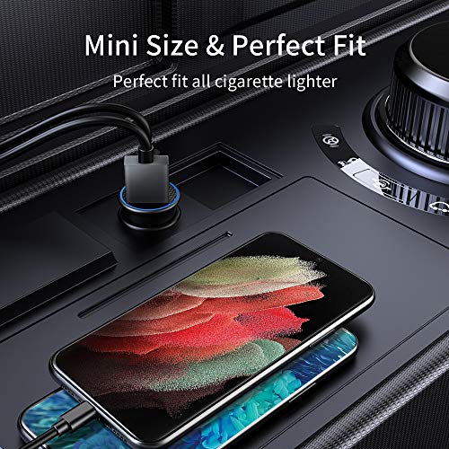 Usb C Car Charger, Worsors 30W Pd Super Fast Charging Car Adapter Mini All Metal Comaptible For Samsung Galaxy S21 Ultra/Plus/S20, Note 20 Ultra/10+, Google Pixel 6 Pro/6 + 2 Pack 3Ft Type C Cable #TOP3