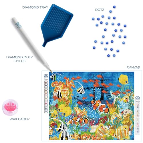 Image of DIAMOND DOTZ Underwater Paradise Diamond Painting Kits for Adults - Diamond Art Kits a Relaxing Creative Craft Kit with Dotz Gems 16.1x20.1