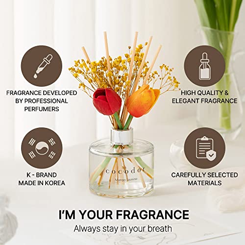 Cocodor Tulip & Preserved Real Flower Reed Diffuser/Black Cherry/ 6.7Oz(200Ml)/1 Pack, Birthday, Wedding Gift, Home & Office Decor Aromatherapy Diffuser Oil Gift Set #TOP1
