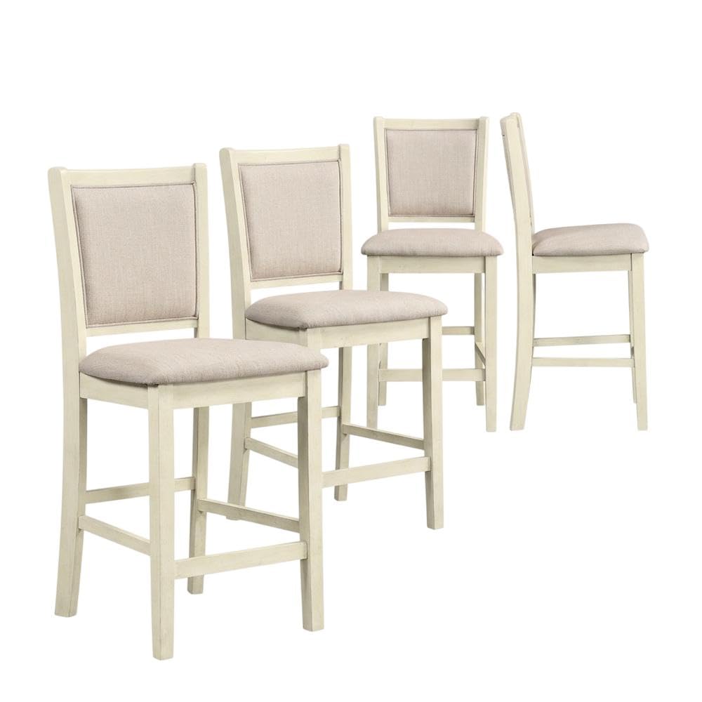 Solid Wood Dining Chairs with Polyester Seat by Starlight Canyon Home – Solid + Manufactured Wood, Polyester, Brown, Pack of 4