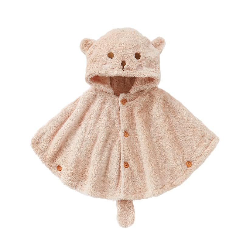 Cape Poncho en Fausse Fourrure pour Tout-Petits 0-3 Ans Manteau d'Hiver Chaud en Peluche Bébé Fille Garçon Cape à Capuche Coupe-vent Poncho Châle de Princesse Vêtements d'extérieur pour Siège Auto
