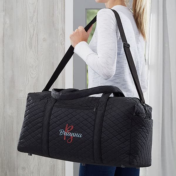 Personalization Universe Playful Name Embroidered Quilted Duffel Bag3