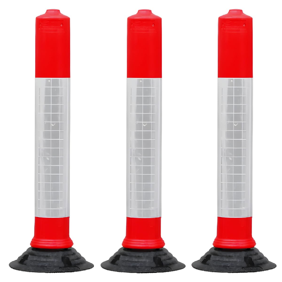 Cocus 3 Pack 750Mm Flexible Traffic Post Bollard Reflective Premium Traffic Parking Post Cone