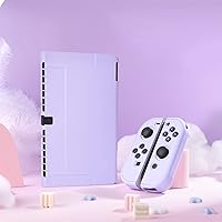 Vista 10 de DLseego Switch OLED Protective Case Dockable Hard Shell Anti-Scratch Cover Joycon Accessory Skin with 6PCS Thumb Grips Caps and 2Pc Screen