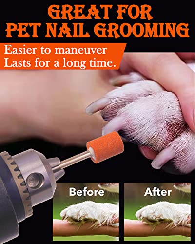 60 Pack Grinding Stone Set 1/8" Shank, Shitime Sanding Drill Bit For Rotary Tool Flap Wheel For Grinding, Polishing, Deburring Ferrous Metal, 2 Shaped And 3 Sizes(Orangage, Aluminum Oxide) #TOP2