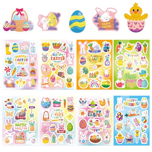Easter Stickers for Kids 16 Sheets Bunny and Egg Stickers for Easter Crafts Classroom Activities Scrapbooking Easter Basket Fillers Party Bag Fillers