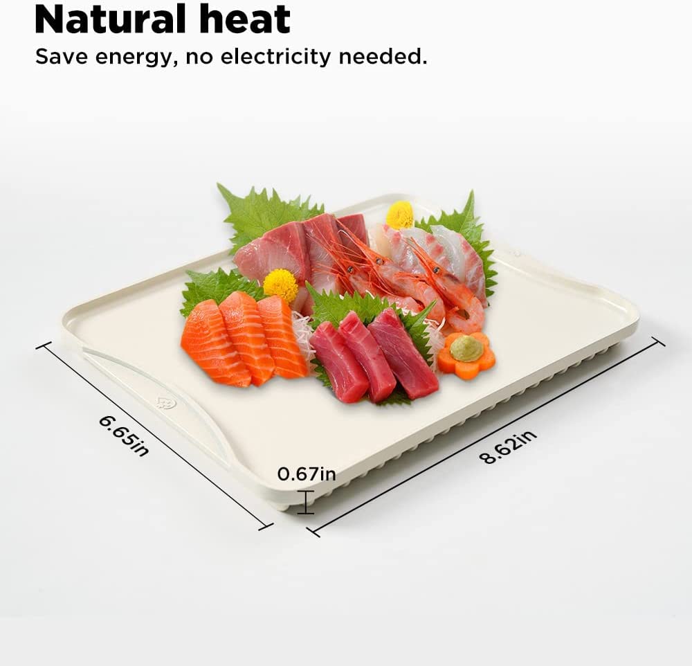 Defze Aluminum Defrosting Tray, Fast and Hygienic Thawing for Frozen Food, Non-Stick and Durable, Thawing Frozen Meat Rapid