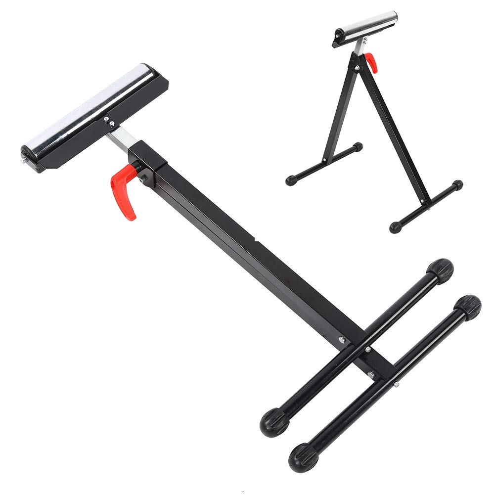Soporte de Rodillo único Plegable Ajustable, Soportes de Rodillos Resistentes para Carpintería, Mesa de Sierra con Pies de Goma Antideslizantes para Equipos de Banco de Sierra