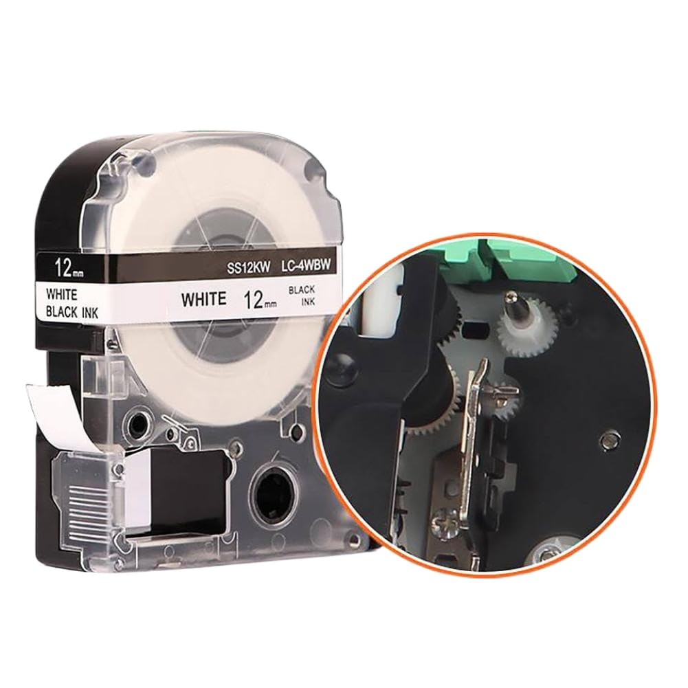 Nastro Cassetta 12mm SS12KW 4WBN9 8m Nero Su Bianco Compatibile Con LW-300 LW-400 LW-500 LW-600P LW-700 LW-900P LW-1000P