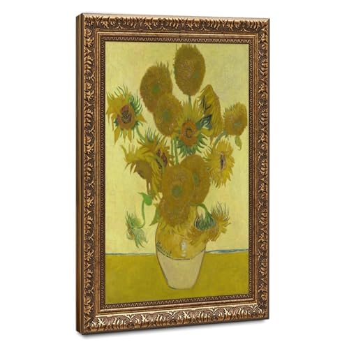 Tableau Van Gogh Les Tournesols pour salon - Toile décorative jaune avec cadre suspendu