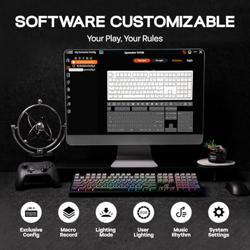 Image of EPOMAKER TH108 Full Size Mechanical Keyboard, Wireless Gaming Keyboard with 10000mAh Battery, Creamy Gasket, 108 Keys, Hot Swap, Custom Driver, RGB Backlight (Black, Creamy Jade)