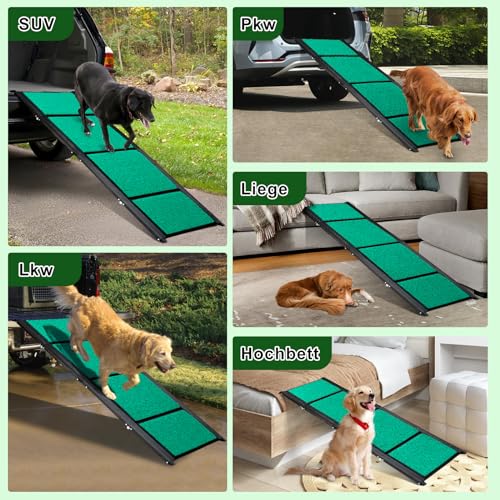 Maximale Länge 180cm Große Hunderampe, Klappbare Hunderampe mit Anti-Rutsch-Oberfläche, Hunde-Rampe Auto Klappbar für SUV, LKW & Outdoor Treppen, Hundetreppe Auto für 129kg Große Hunde SUV & LKW