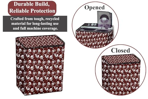 Image of The Furnishing Tree Polyester Waterproof Semi Automatic Washing Machine Cover Suitable for LG 9 Kg, 9.5 Kg & 10 Kg, Dimension DxWxH In Cms: ( 53.3x89x99 ), Floral Pattern Magenta
