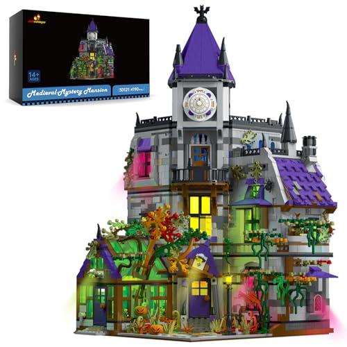 JMBricklayer Medieval Model Building Set for Adults Haunted House Construction Toy with LED Lights Mystery Mansion Collectible Home Office Decor Challenge Stem Gift for Teens 14+ 4190Pcs