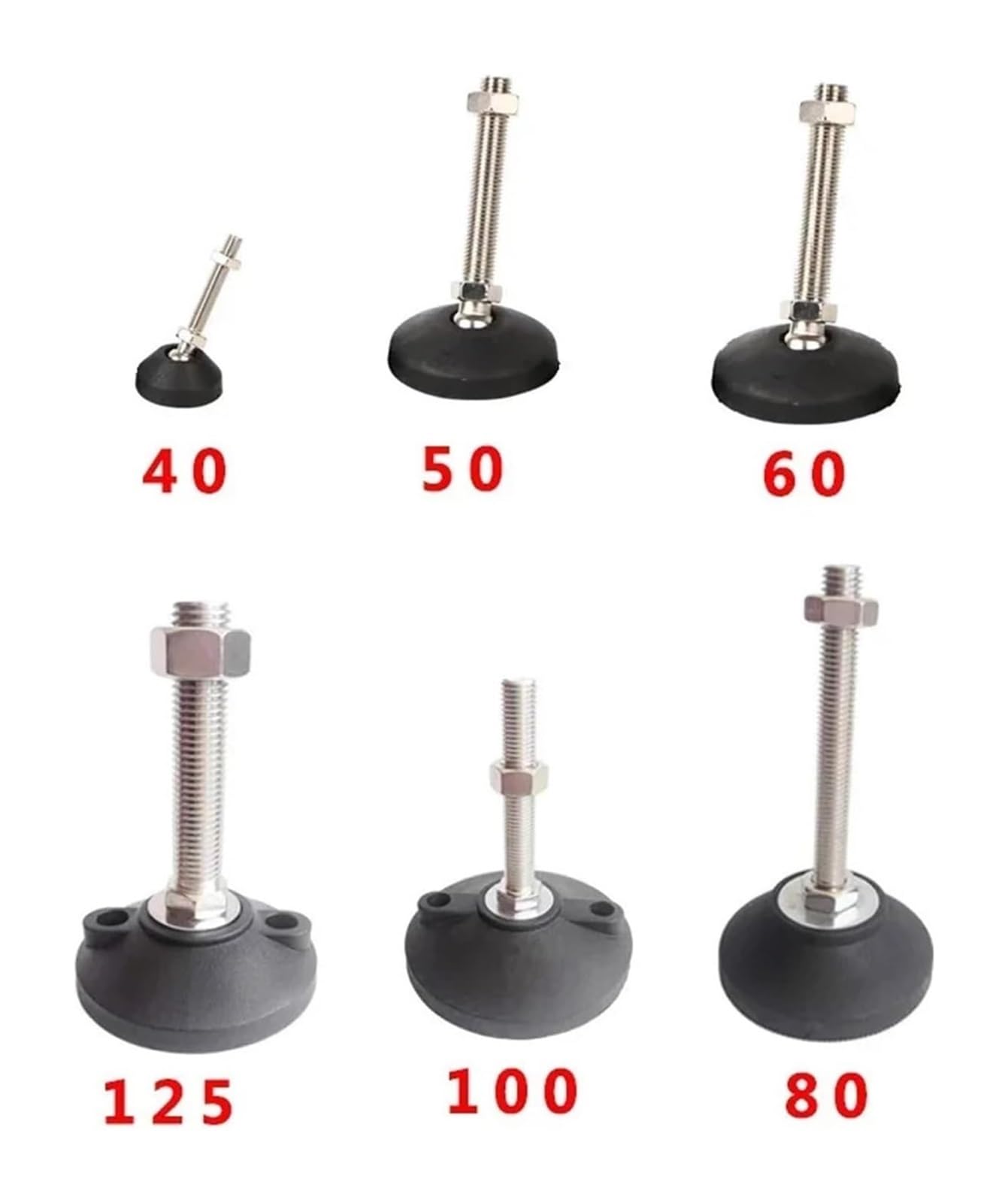 Livellatori per mobili Piedini livellanti, Piedini Di Livellamento for Mobili Regolabili Da 20 Pezzi M8 M10 Base Girevole Con Filettatura Altezza 13-63 Mm(D40 X M10x50mm)